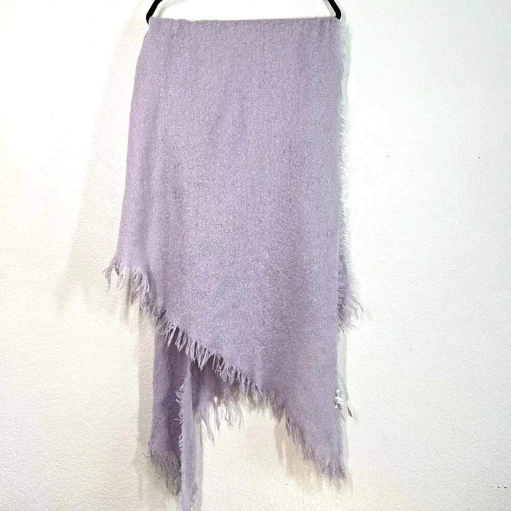 Anthropologie Soft Lilac Fringed Scarf Wrap Pashmina knot purple